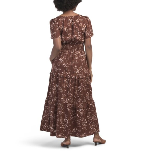 SUGAR LIPS TAUPE MULTI Gibson Floral Palmer Poplin Tiered Maxi Dress - Picture 2 of 2